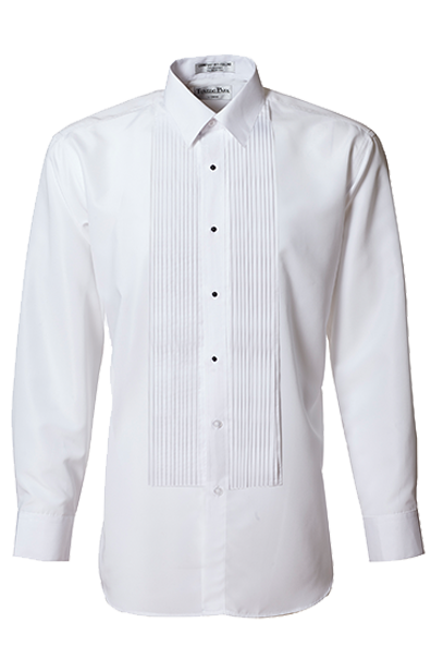 White Laydown Collar Pleated